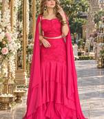 Pink Crepe Readymade Lehenga Choli with Embroidery & Sequence Work