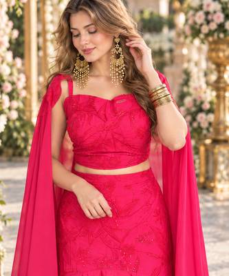 Pink Crepe Readymade Lehenga Choli with Embroidery & Sequence Work 2