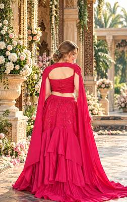 Pink Crepe Readymade Lehenga Choli with Embroidery & Sequence Work 3