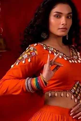 rayon navratri lehenga choli with gamthi patch - full stitched free size