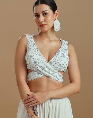 Embellished fancy designer georgette blouse 1