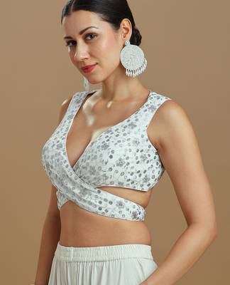 Embellished fancy designer georgette blouse 4