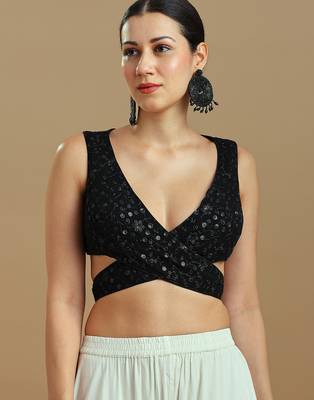 Embellished fancy designer georgette blouse 1