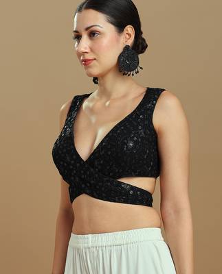 Embellished fancy designer georgette blouse 3
