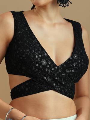 Embellished fancy designer georgette blouse 4