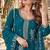 Teal georgette readymade suit with embroidery & sequence work