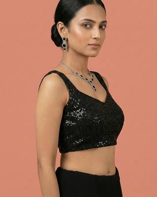 Embellished fancy designer georgette blouse 4