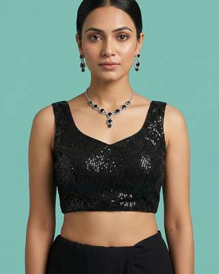 Embellished fancy designer georgette blouse 1