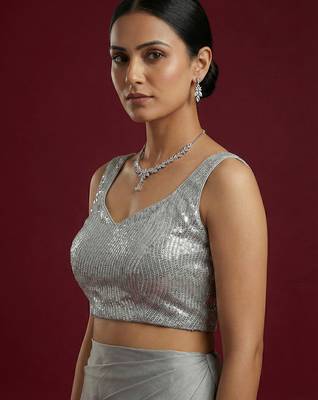 Embellished fancy designer georgette blouse 3