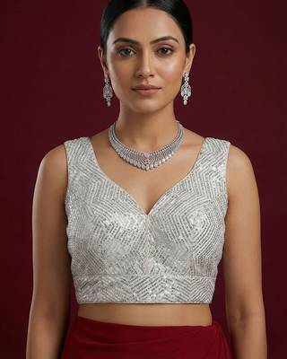 Embellished fancy designer georgette blouse 1