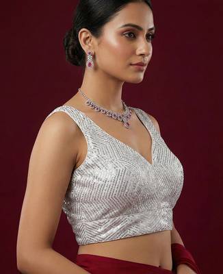 Embellished fancy designer georgette blouse 3