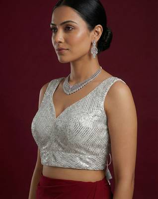 Embellished fancy designer georgette blouse 4