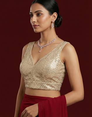 Embellished fancy designer georgette blouse 4
