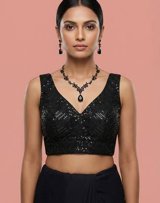 Embellished fancy designer georgette blouse 1
