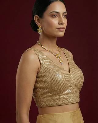 Embellished fancy designer georgette blouse 3