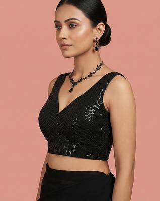 Embellished fancy designer georgette blouse 3