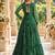 D green georgette readymade navratri anarkali suit with kutchi patchwork