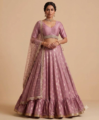 PEACH BANARASI viscose LEHENGA CHOLI WITH DUPATTA 1