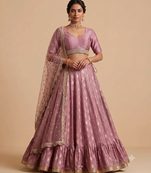 PEACH BANARASI viscose LEHENGA CHOLI WITH DUPATTA