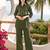 Green embroidered mal chanderi shirt style co-ord sets for women