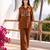 Coffee embroidered mal chanderi shirt style co-ord sets for women