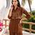 Coffee embroidered mal chanderi shirt style co-ord sets for women