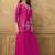 Pink chinnon cotton embroidered v-neck 2 piece set with circular palazzo for women