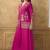 Pink chinnon cotton embroidered v-neck 2 piece set with circular palazzo for women