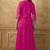 Pink chinnon cotton embroidered v-neck 2 piece set with circular palazzo for women