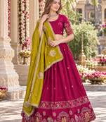 Pink Silk Blend Readymade Navratri Lehenga Choli with Thread & Sequence Work