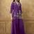 Purple chinnon cotton embroidered v-neck 2 piece set with circular palazzo for women