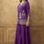 Purple chinnon cotton embroidered v-neck 2 piece set with circular palazzo for women