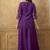 Purple chinnon cotton embroidered v-neck 2 piece set with circular palazzo for women