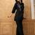 Black cotton blend embroidered shirt style co-ord set for women