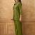 Green cotton blend embroidered shirt style co-ord set for women