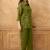Green cotton blend embroidered shirt style co-ord set for women