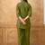 Green cotton blend embroidered shirt style co-ord set for women