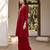 Red premium vichitra silk stand collar v-neck embroidered kurta palazzo 2 piece co-ord sets for women