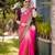 Rani pink wine silk blend jacuard work festival saree with unstitched blouse piece