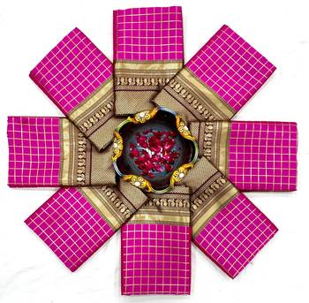 Rani pink wine silk blend jacuard work festival saree with unstitched blouse piece 4