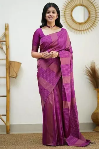 Pink silk blend jacuard work festival saree with unstitched blouse piece