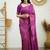 Pink silk blend jacuard work festival saree with unstitched blouse piece