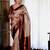 Beige wine silk blend jacuard work festival saree with unstitched blouse piece