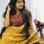 Mustard brown silk blend jacuard work festival saree with unstitched blouse piece