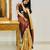 Mustard brown silk blend jacuard work festival saree with unstitched blouse piece