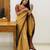 Mustard brown silk blend jacuard work festival saree with unstitched blouse piece