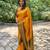Yellow green silk blend jacuard work festival saree with unstitched blouse piece