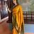 Yellow green silk blend jacuard work festival saree with unstitched blouse piece