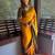 Yellow green silk blend jacuard work festival saree with unstitched blouse piece