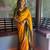 Yellow green silk blend jacuard work festival saree with unstitched blouse piece